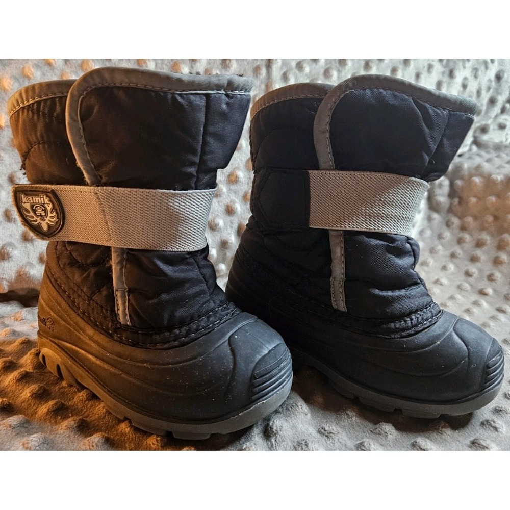 Kamik Kids Toddler Black Waterproof Lined Snow Boots Size 6